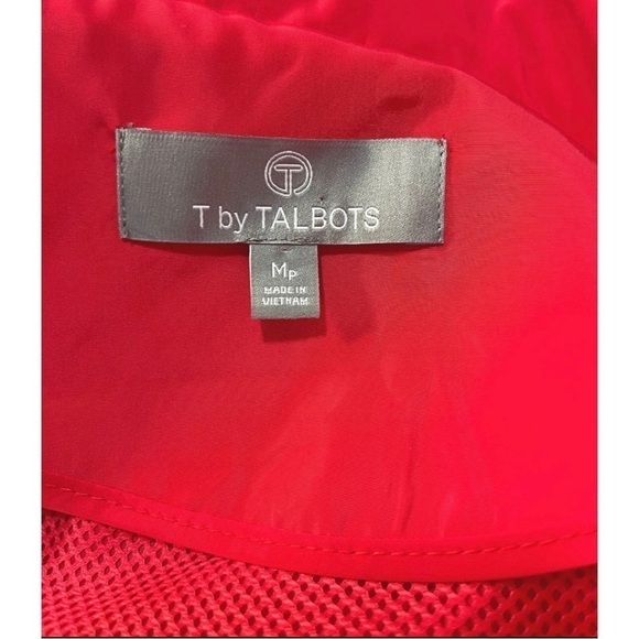 T by Talbots Sz MP PM Red Color-block Zip Up Windbreaker Utility Jacket Vented - Picture 4 of 5